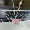 Y2K Rosa Planet Herz Zirkon Anhänger Halsketten Frauen Mode Ästhetische Schlüsselbeinkette Halskette Valentinstag Geschenk Party Schmuck
