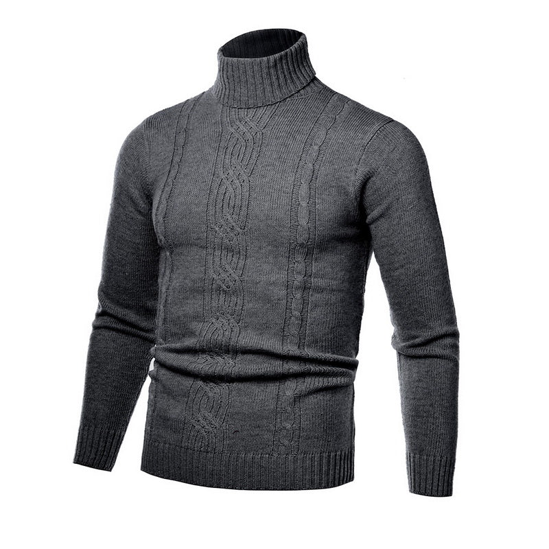 Autumn Winter Men's Warm Sweater Long Sleeve Turtleneck Sweater Retro Knitted Sweater Pullover Sweater