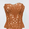 SsTss American Court Corset Sheer Mesh Breathable Corset Sexy Top Hollow Irregular Lace Double Layer Shapewear Chic Camis Top