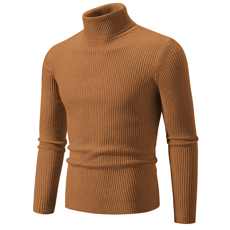 Autumn Men's Turtleneck Sweater Winter Knitted Striped Warm Outdoor Tops