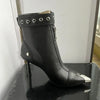 Gürtelschnalle Reißverschluss vorne Modenschau Stiefeletten Damen Herbst Winter Neu Spitz Metallverzierung Rote High Heels Ankle Boots