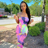 Spring And Summer Dresses For Women Chest Wrap Printed Off Shoulder Bandage Slim Sexy Long Dress 2023 New Fashion party MsChuh