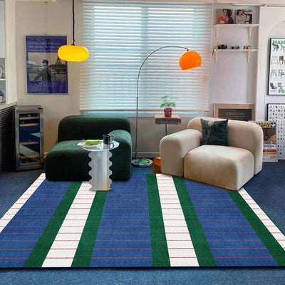 Wohnzimmerteppich im modernen Stil, französischer Retro-blau gestreifter Schlafzimmer-Nachttischteppich, leichter Luxus, High-End-Couchtischmatte Ковер Tapis