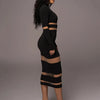 Articat Mesh Patchwork Perspective Long Sleeve Dress For Women's Tight Fit Midi Female Dress Fashion Street Party Club Vestidos