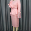 Church Dresses for Women Elegant Ruffles Long Flare Sleeves Sequined Party Bodycon Peplum Classy Occasion African Wedding Guest