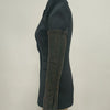 Sexy V Neck Long Sleeve Blazer With Rhinestone Sleeve Women Black Diamond Patchwork Slim Jacket Evening Party Club Cocktail Coat