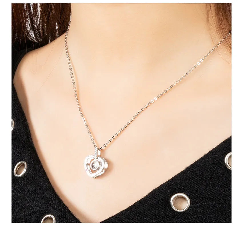 Projection Necklace 100 Languages I Love You Pendant Necklaces For Lover Girlfriend 2026 Creative Couple Romantic Jewelry Gifts