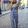 CM.YAYA Fashion Print Women's Set Strapless Top and Wide Leg tassel Pants Summer Cargo Street Two 2 Piece Set Outfit Tracksuit
