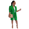 2 Piece Set Blazer Short Suits Knee Length Pant Set Simple Solid Color Office Suit Lady Women Blazer Trousers Two Piece Set