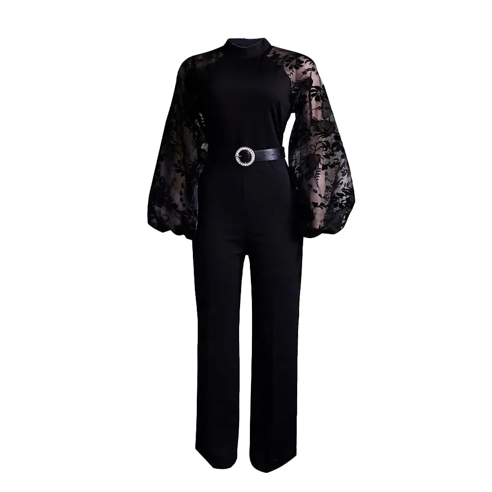 Mesh Jumpsuit Women White Overalls Party Lace Rompers New In Bodysuit One Piece Long Sleeve Summer Long Pants Y2k Spring Work