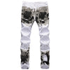 2023 New  Casual Mens Cotton Jeans Elastic Slim Skinny White Camouflage Printing Jeans Male Thin Denim Pants Vaqueros Hombre