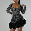 Women's Rhinestone Fashion Sexy Beaded Dress Temperament Commuting Female Clothing New High Waist Women Hip Wrap Party Dresses