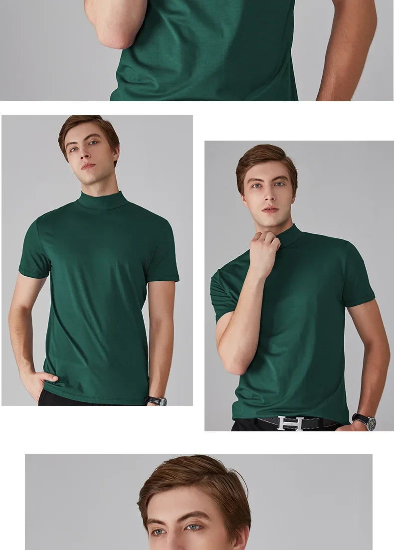 Long Sleeve T-shirt Thermal Underwear Tops Men Winter Clothes Thermal Shirt Autumn Men's Winter Tights High Neck Thin Slim Fit