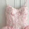 TLIT Fairy Baby Pink Printing Flowers Short Evening Dresses Spaghetti Strap Sweetheart Cocktail Dresses Customized Draped Gowns