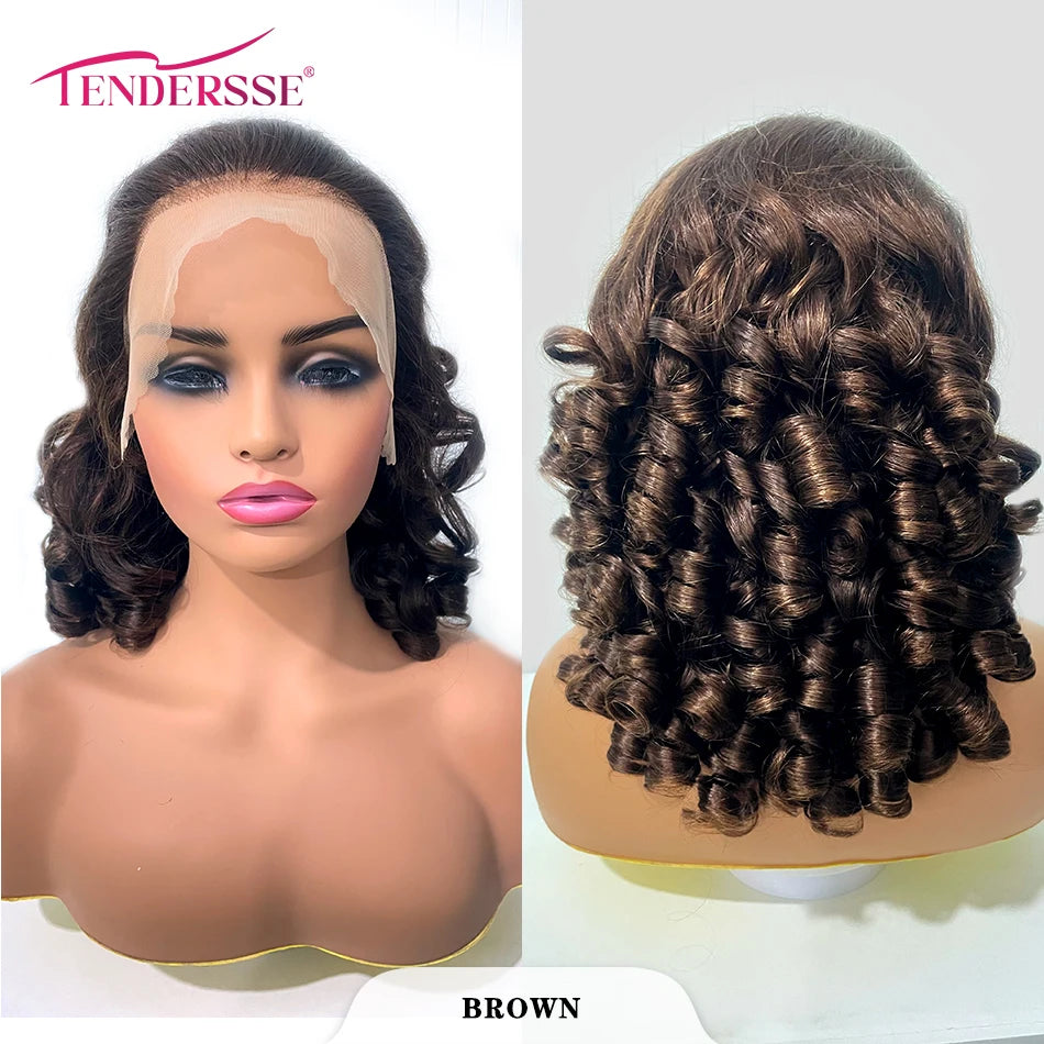 100% indisches Haar, federnde Locken, lockere Wellen, 13x4 HD Lace Front Perücke, Ombre Double Drawn Lockenperücke, 250% Dichte, klebstofffrei mit Babyhaar