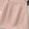Elegant Fashion Pink Tweed Suit Women's Autumn 2023 Y2k High Quality Blazer Coat+Bag Hip Skirt Commuting Two-Piece Set