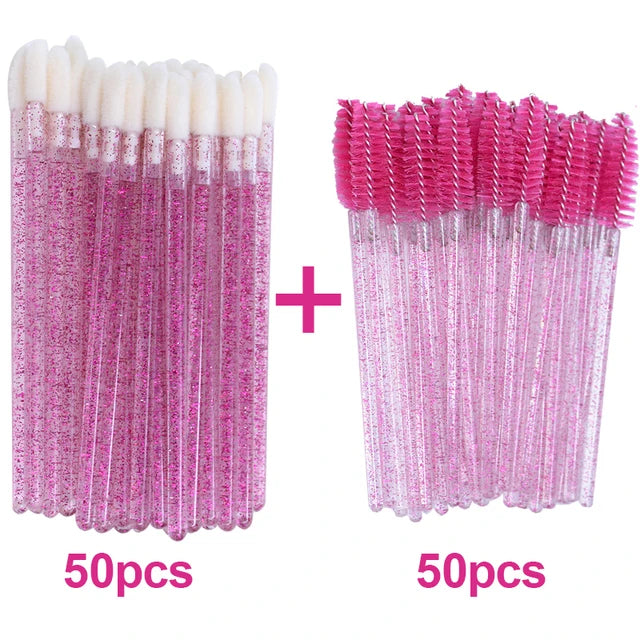 HIJOYSEEN 100 Pcs Makeup Brushes For Lip Eyebows Eyelash Shining Mascara Wands Applicators False Lashes Beauty Tools