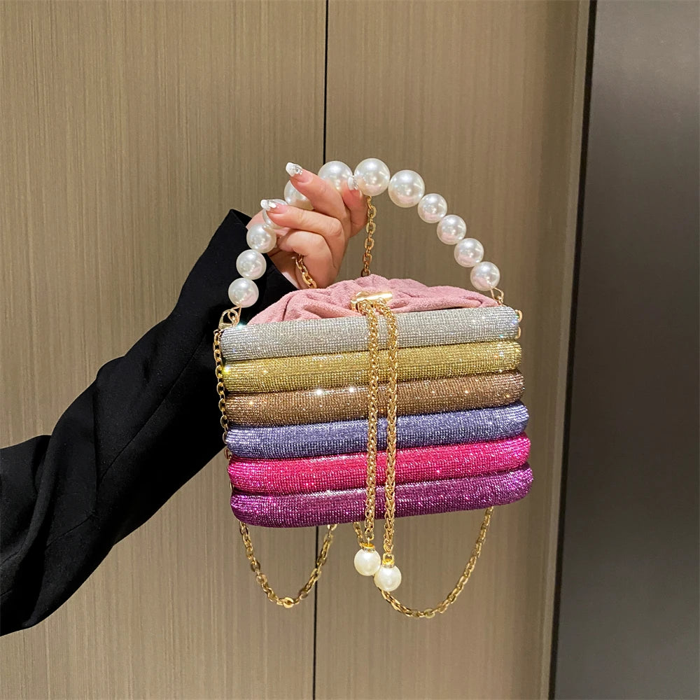 MOODS Luxury Evening Purses For Women Dazzling Pearl Beads Chain Crossbody Bag Dinner Party Clutch 2023 Luxury Designer Handbags