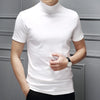 2022 Trend Summer Men Half high Collar Mercerized Cotton Short Sleeve Slim Body T-Shirt Men Solid Color Modale High Collar