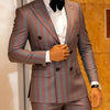 Men's Jacquard 2 Piece Suits Slim Fit Double Breasted Suit Jacket Pants Set Casual Wedding Casual Business