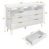 Kommode mit 6 Schubladen für Schlafzimmer mit LED-Beleuchtung, Hochglanz-Kommode mit Metallfüßen, moderner Holzschrank-Aufbewahrungsorganisator