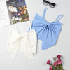 Summer Bow Crop Top Women Y2k Streetwear Clothes Korean Fashion Vest Blue White Pink Sleeveless Cute Tank Tops for Woman 2023