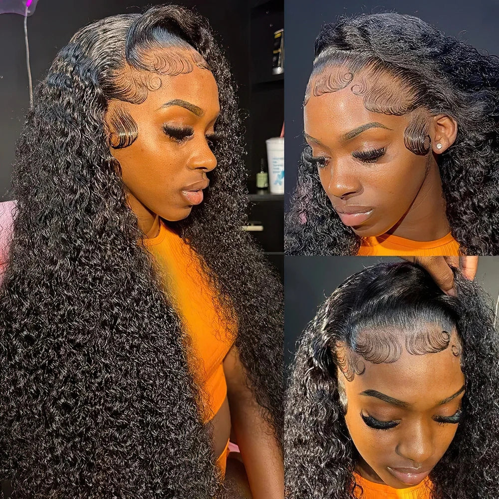 13x6 13x4 Deep Wave Frontal Wig Eng anliegend Transparent 30 Zoll Unsichtbarer Riemen 360 Full HD Lace Front Perücke Klebefreie Echthaarperücke
