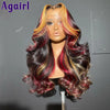 Highlight Red Blonde Colored 6X4 Lace Closure Wig Pre Plucked Ready Go Human Hair Wigs for Women 200% Body Wave Lace Frontal Wig