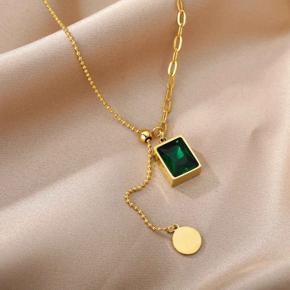 Double Layer Hollow Clavicle Chain Stainless Steel Necklace For Women Punk Hip-Hop Streetwear Jewelry Dropshipping