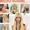 Light Brown Short Bob Layered Lace Front Wig With Bangs Straight Lace Frontal Wig 13x4 Glueless Synthetic Heat Resistant Cosplay