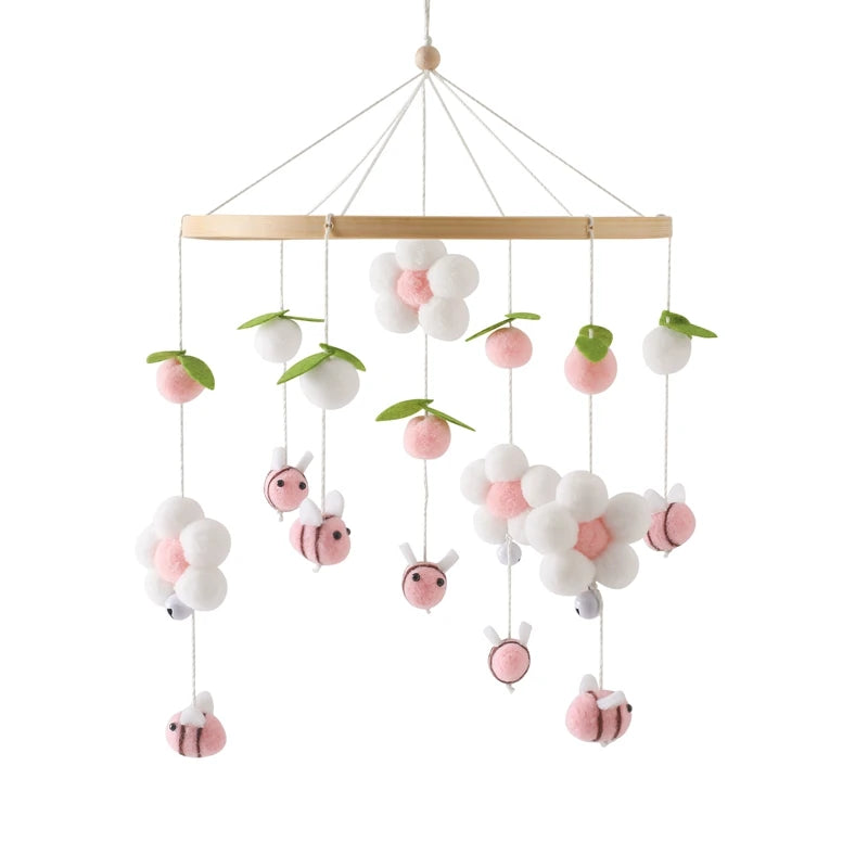 Baby-Kinderbett-Mobile-Rassel-Spielzeug 0-12 Monate Säugling Weicher Filz Teddy Samt Rosa Bär Bettglocke Hängendes Spielzeug Halterung Babybett Mädchen Spielzeug