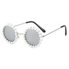 New Children's Circle Form Sunglasses Girl Decorative Pearl Frame Fashion Sun Glasses Cute Baby Outdoor Sunshade Eyewear UV400