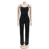 HBLL Women Club Outfits Spaghetti Strap Bodycon Jumpsuits Sparkly Rhinestone Romper Birthday Night Out One Piece Clubwear