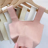 2026 Summer Women Sexy Sleeveless Tops Fashion Short Square Collar Tank Tops 6 Colors Knitted