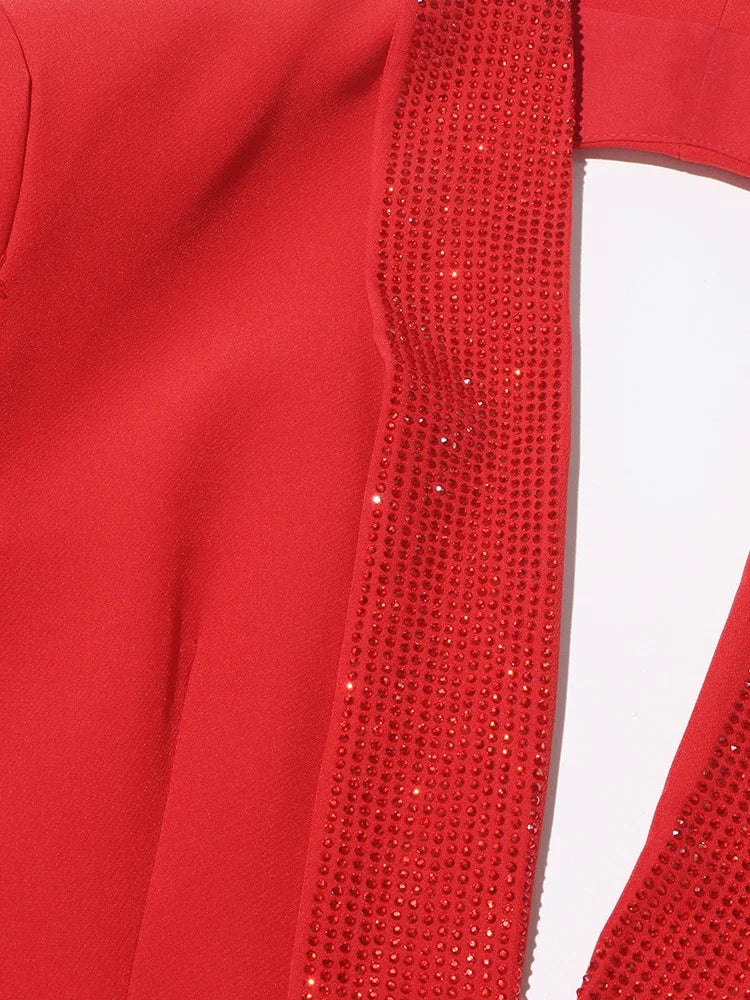 TWOTWINSTYLE Solider Blazer mit Aushöhlungen für Damen, Schalkragen, Langarm-Tunika, gespleißter Knopf, Temperament-Blazer Weiblich KJA501707