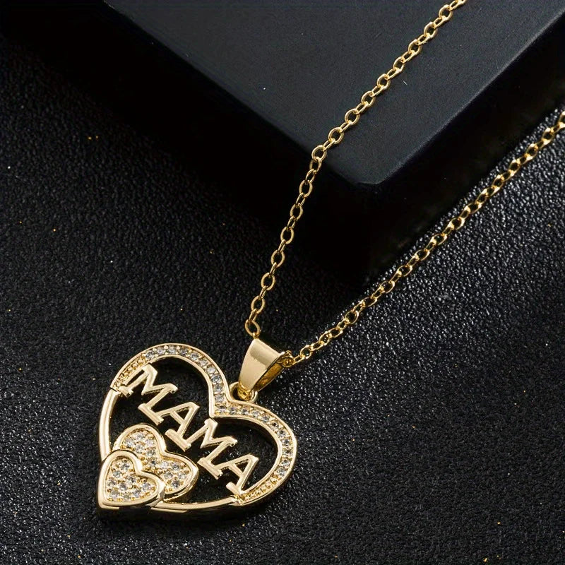 Damen-Halskette mit Mama-Buchstaben, trendiger Partyschmuck, Weihnachts-Halloween-Geschenk, Valentinstagsgeschenk für Frauen, Mütter, Familie, Freunde