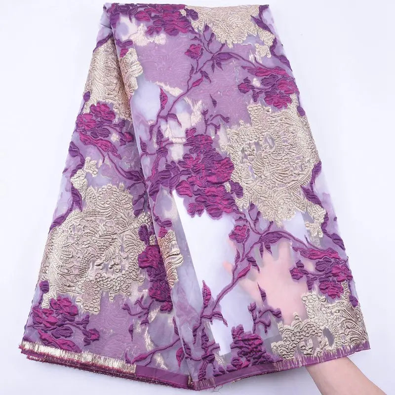 Classic High Quality African Lace Fabric Gilding Brocade French Organza Lace Fabric For Nigerian Women Wedding Party Dress S2078