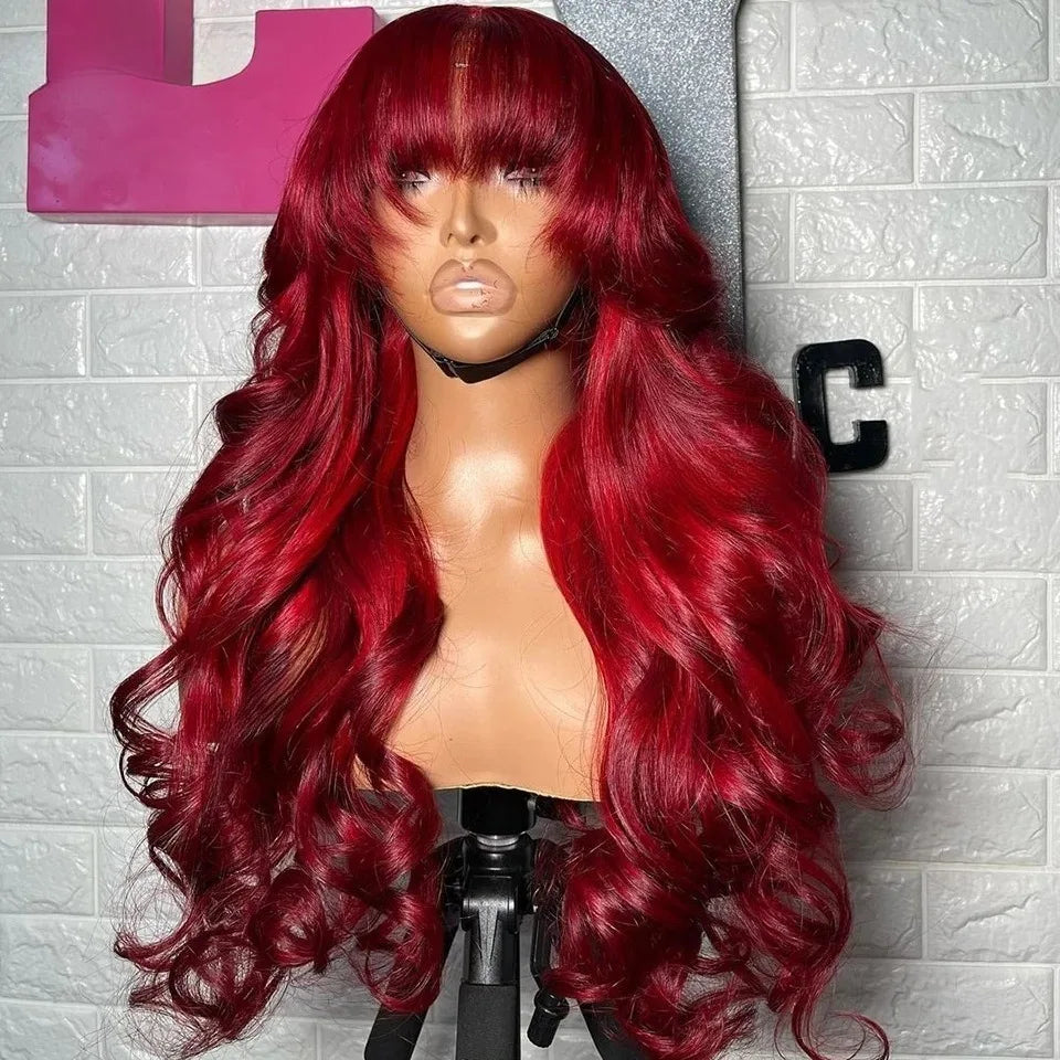Honey Caramel Ombre Wig Layered Straight Lace Front Wig With Bangs Honey Blonde 13x4 HD Lace Wig Clearance Synthetic For Women