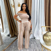Casual Women's Solid Color Set with Diagonal Shoulders and Wide Legs, Two Piece Set, Summer 2025