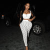 STYLISH LADY Moon Printed Sports 2 Piece Set Women Sleeveless Crop Top and Skinny Pant Suits 2025 Summer Street Fitness Outfits