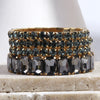 Fashion Bohemia Tennis Shiny Bracelet Jewelry 4 pcs Multicolor Crystal Glass Elastic Stack Bracelets Set