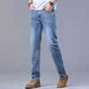 Frühlings Herren Hellblaue Slim Jeans Stylische Lässige Stretch Denim Hose Klassische Chinohose Rauchgrau