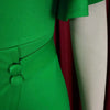 Dress Women Mid Length Dresses Green Slim Ruffles Bodycon Round Neck Short Sleeve Sexy Elegant Party High Waist Vestidos