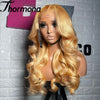 13X6 Honey Blonde Body Wave Lace Front Wig Pre Plucked Natural Hairline Synthetic Light Blonde Lace Front Wigs Glueless
