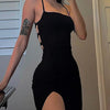 AltGoth Fairycore Sexy Midi Kleid Damen Streetwear Mall Gothic Rückenfrei Schnürung Neckholder High Waist Bodycon Kleid Partywear weiblich