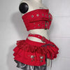 Punk Style Vintage Woman 2 Piece Sets Y2k Design Strapless Crop Tops + High Waist Ruffle Skirt Female Party Korea Style Outfits
