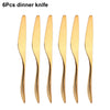 6/16/20/24Pcs Gold Tableware Stainless Steel 304 Cutlery Set Western Dinner Set Mirror Knife Fork Spoon Smooth Handle Flatware