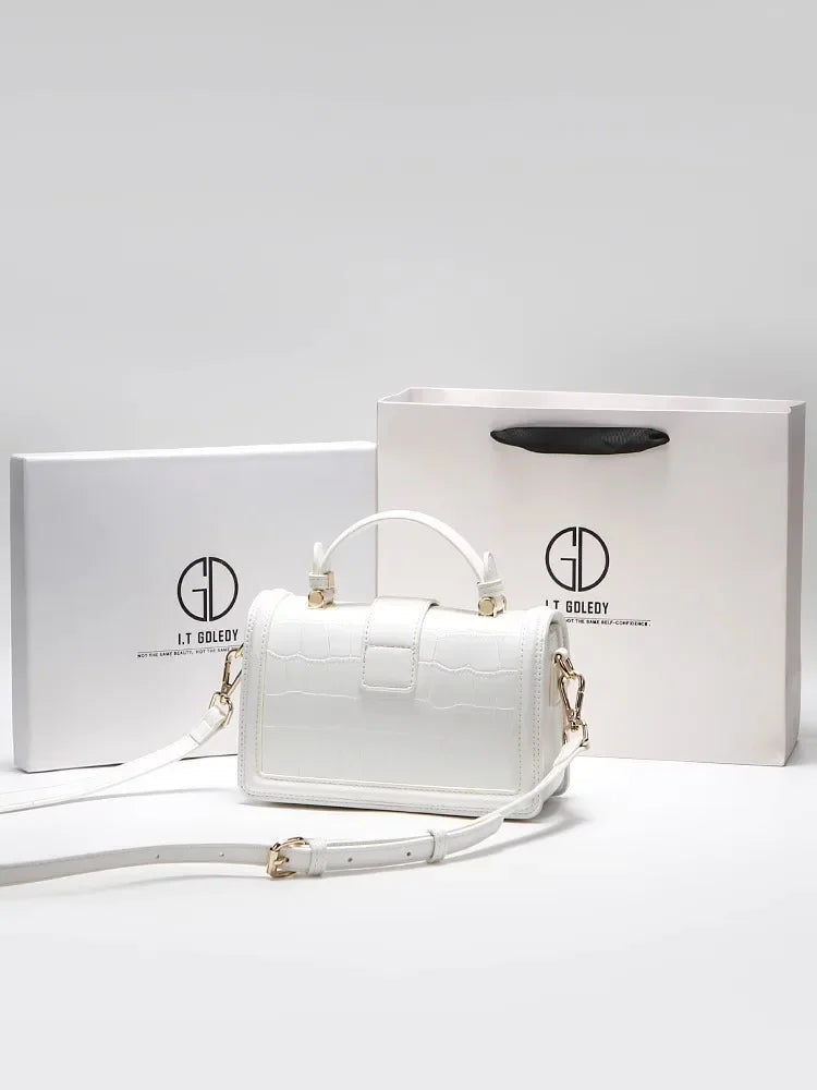 Luxuriöse Designer-Taschen mit hochwertigem Alligator-Prägeleder und zartem Metalldesign, tragbare Umhängetasche für Damen