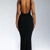 Sexy Geripptes Strick-Maxikleid Damen Spaghetti-Träger Figurbetontes Rückenfreies Unifarbenes Langes Abendkleid Club Party Vestidos