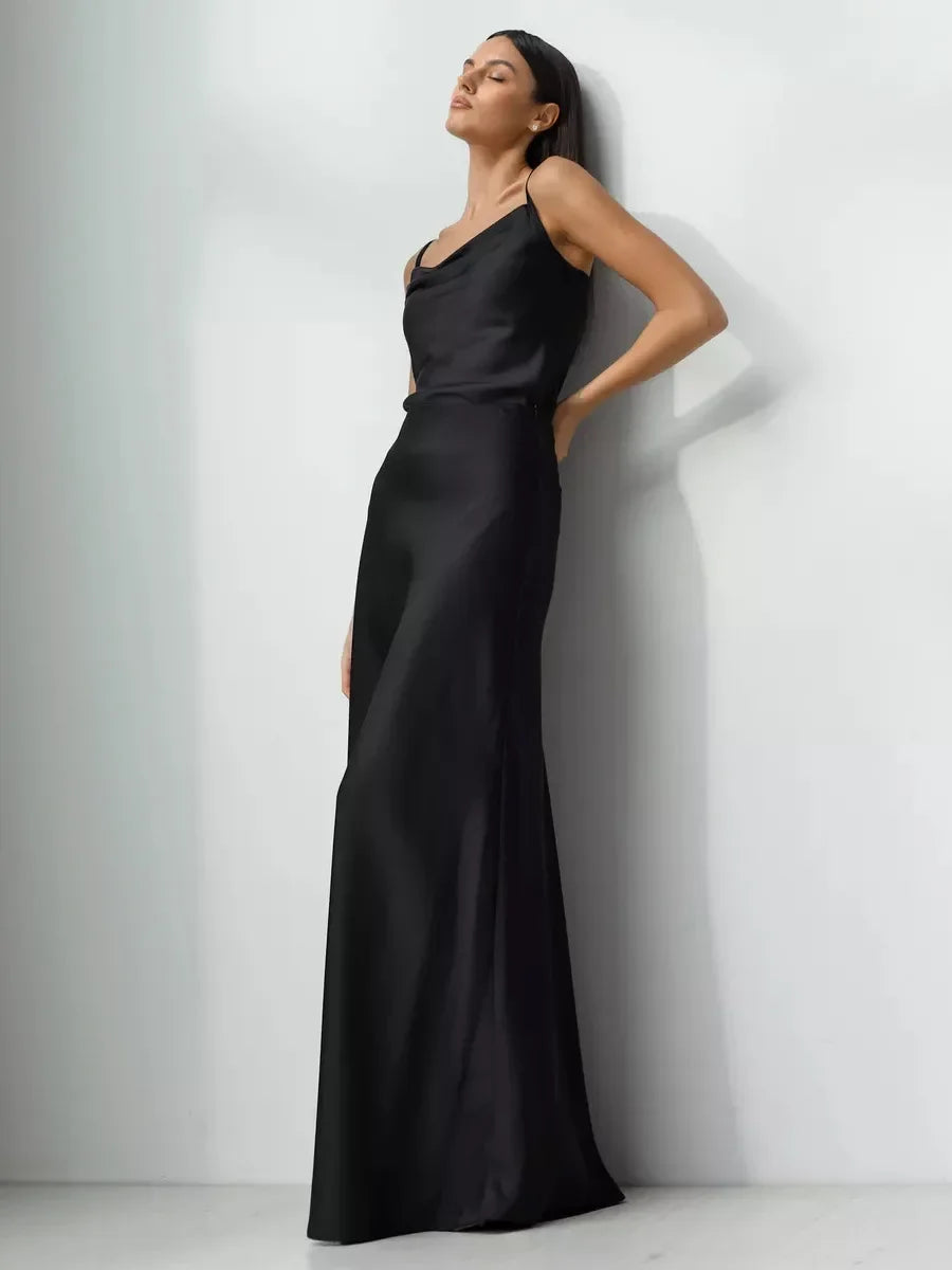 Wolfeel Freizeit Satin Damenrock Frühling Sommer Mode Locker Hoher Bund Maxi Röcke Elegant Einfacher Satin-Fischschwanzrock